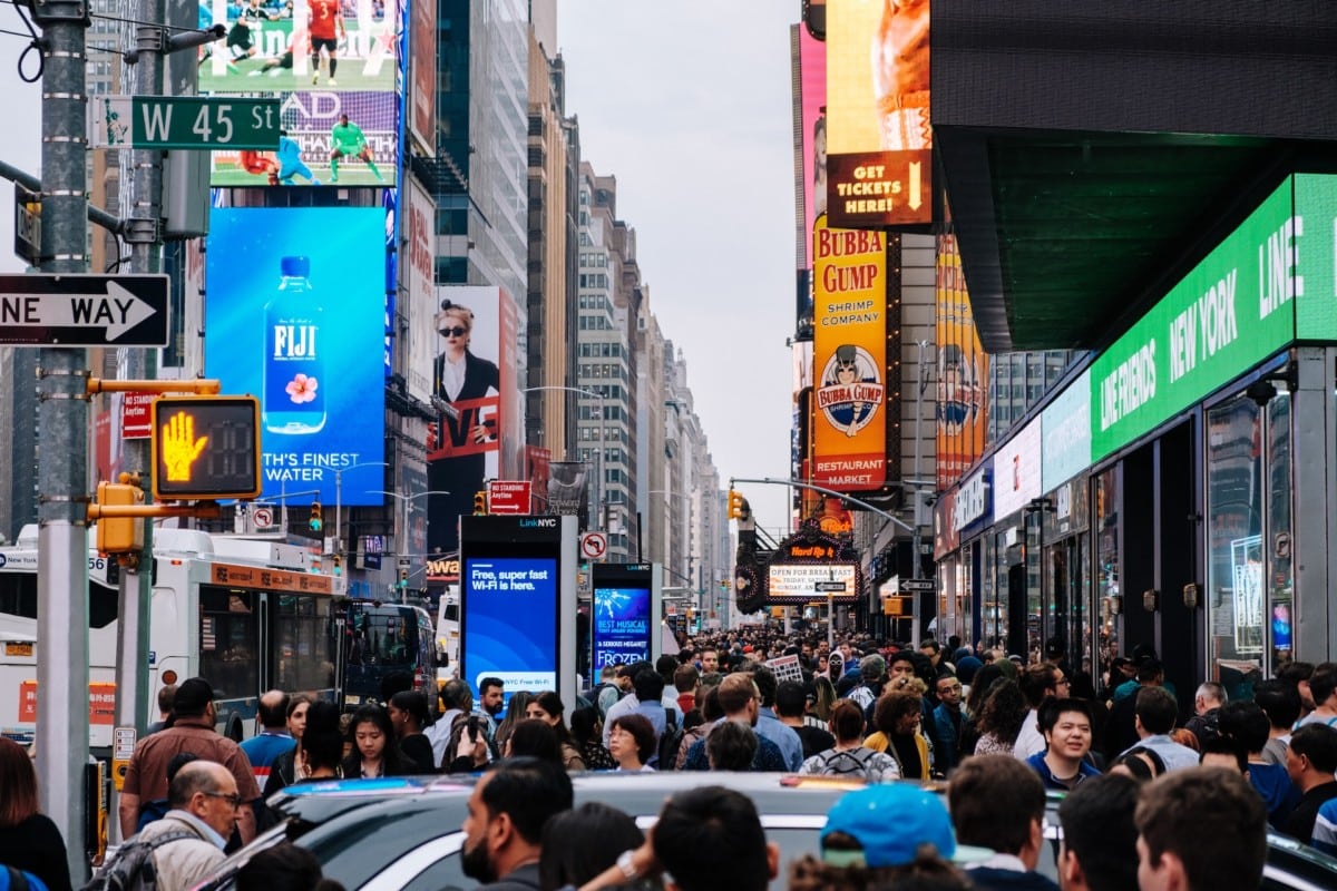 Times Square crowd in New York