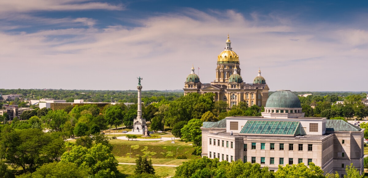 iowa state capitol aerial building in Des Moines_Getty