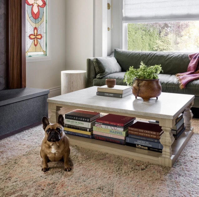 Book storage under a coffee table