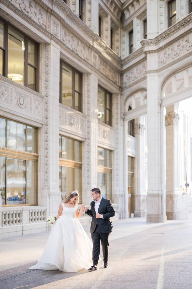 Wedding portraits in a courtyard