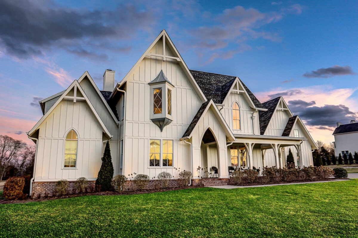 white gothic style home in Franklin Tennessee