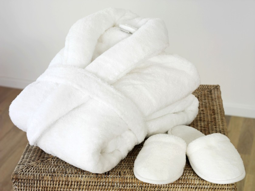 Plush robe and cozy slippers