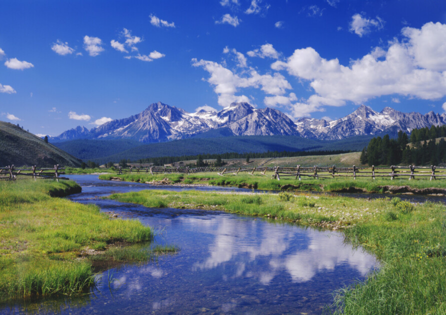 River and mountains in Sawtooth Mountain Range, Idaho