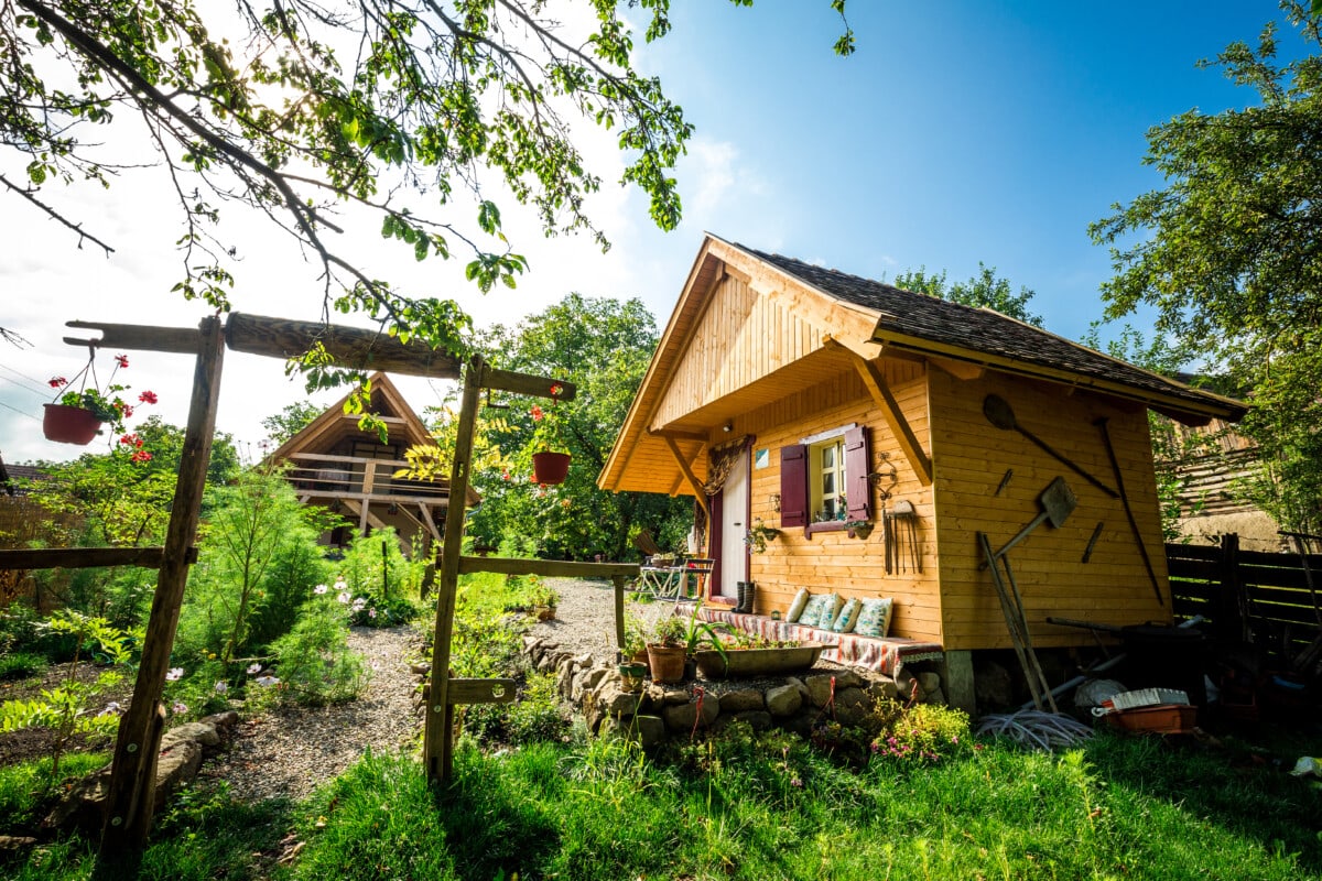 Backyard shed for storage and greenhouse use