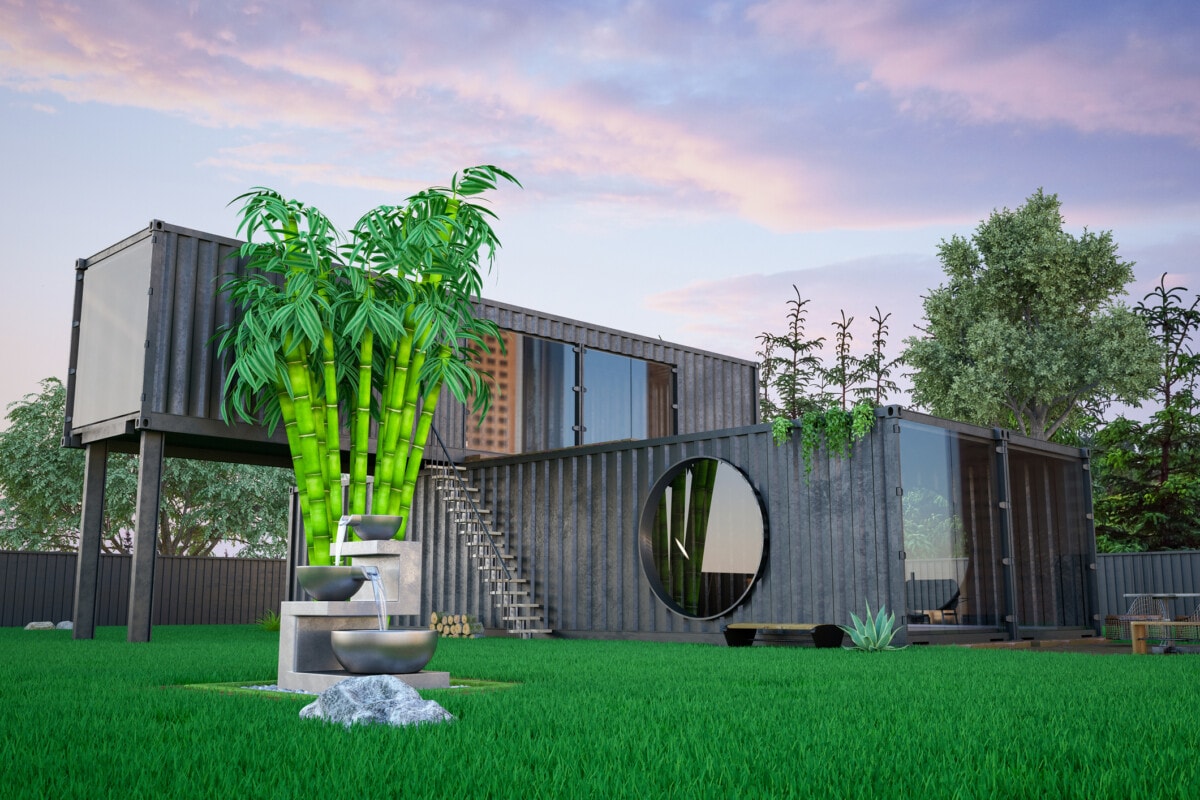 Contemporary Cargo Container House with Garden