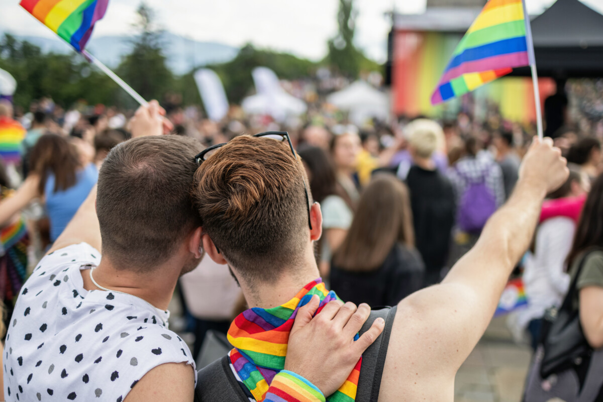 Two men partying at a Pride festival