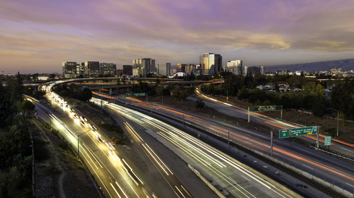 aerial photo san jose at sunset
