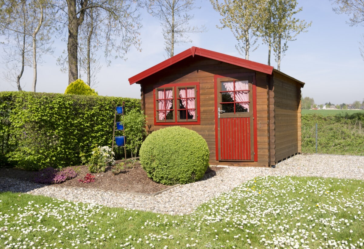 wooden shed made into an office