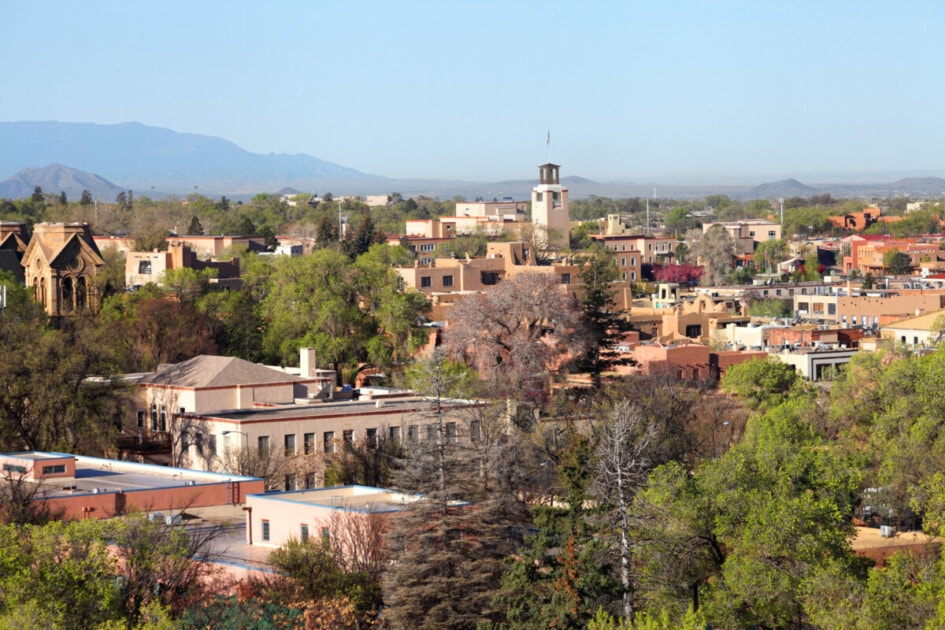 Downtown Santa Fe, New Mexico. Santa Fe is the capital of the state of New Mexico. Santa Fe is the oldest capital city in the United States and the oldest city in New Mexico. Santa Fe is known for world-renowned art galleries, southwestern food,music and fine dining and its scenic beauty