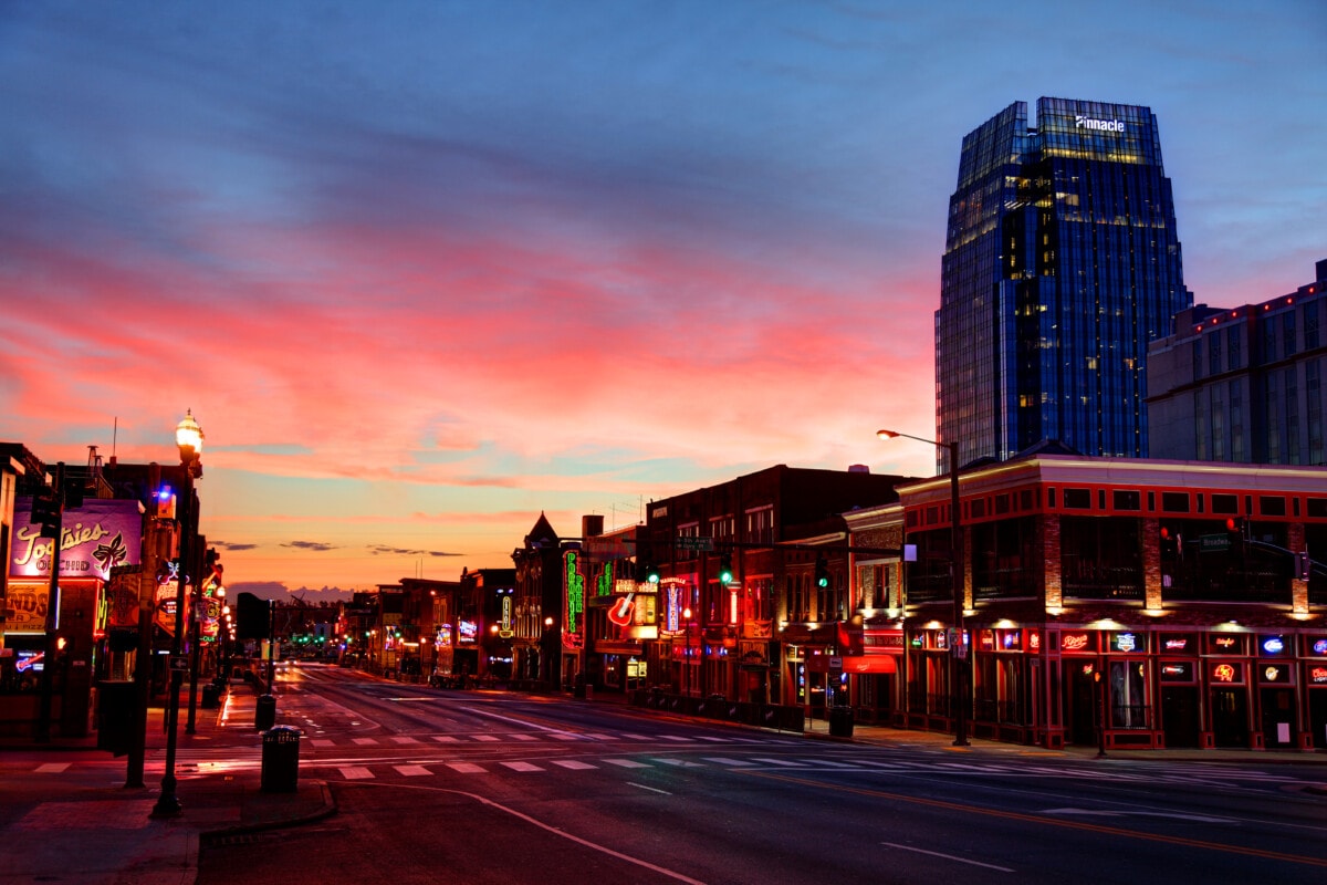 Broadway in downtown Nashville, Tennessee