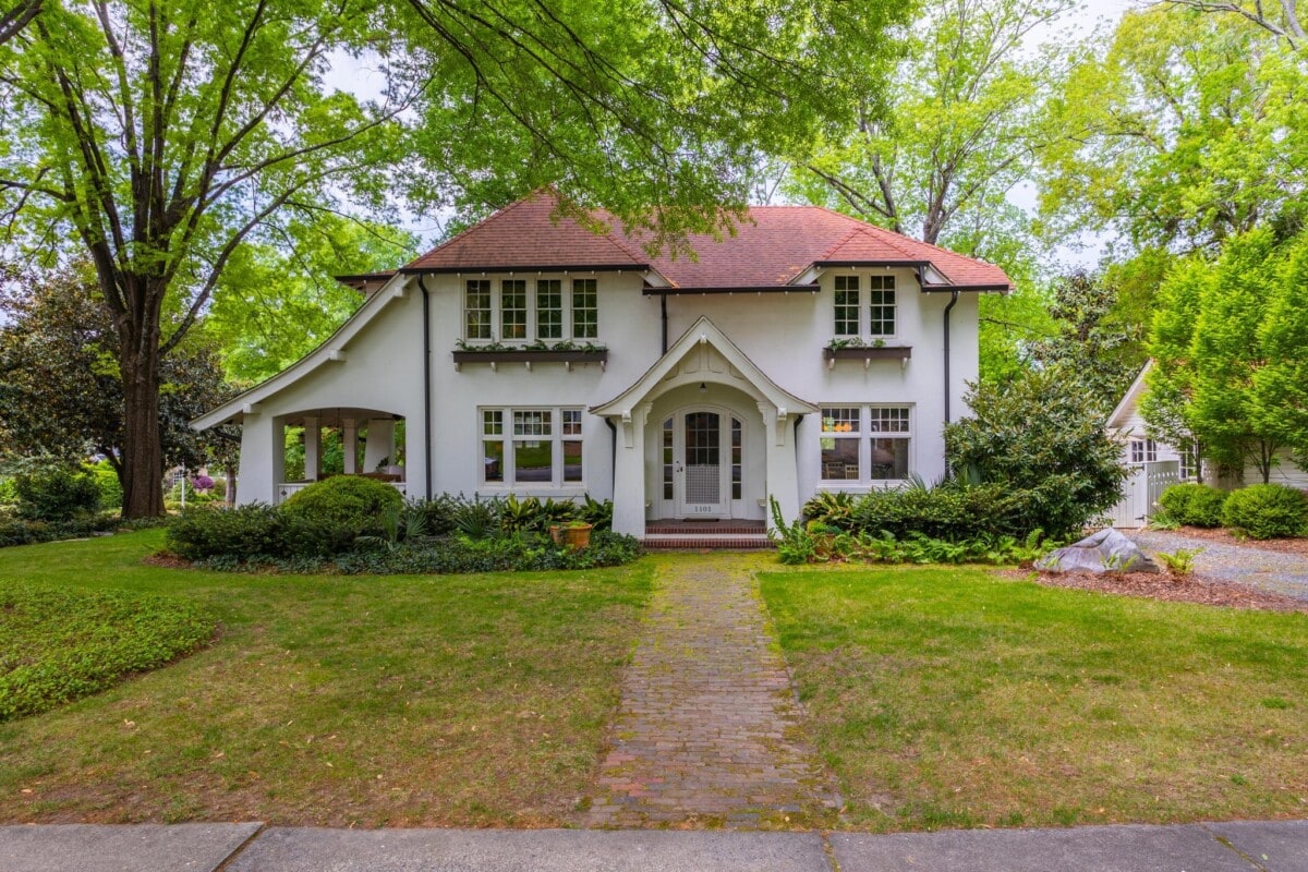 home in Greensboro North Carolina with red roof