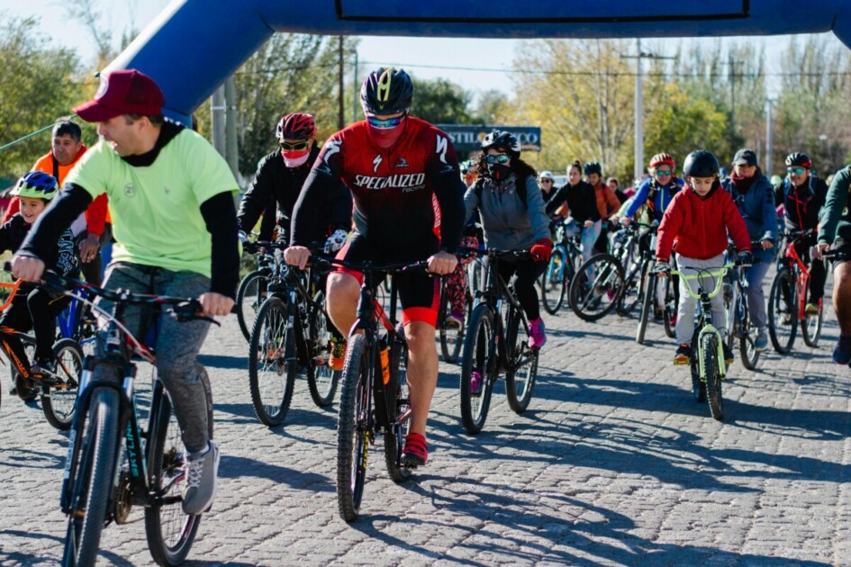 Group of people biking