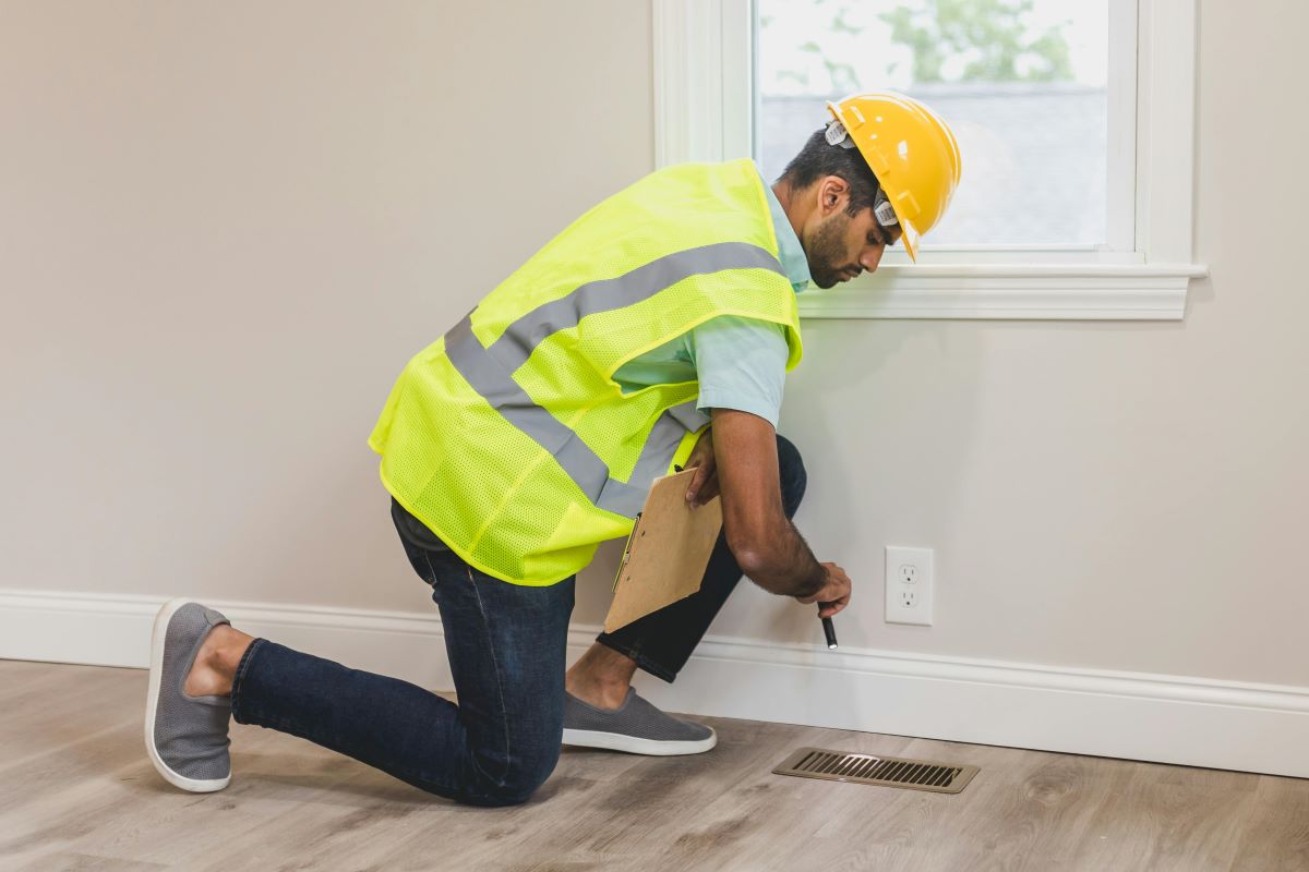 Man with clipboard inspecting HVAC system demonstrating one of the best tips for making an offer on a house