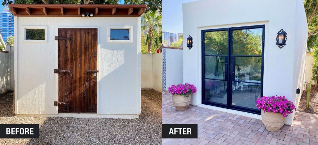 A beautiful shed to pottery studio transformation at the home of Janette Eusebio. Phoenix, AZ