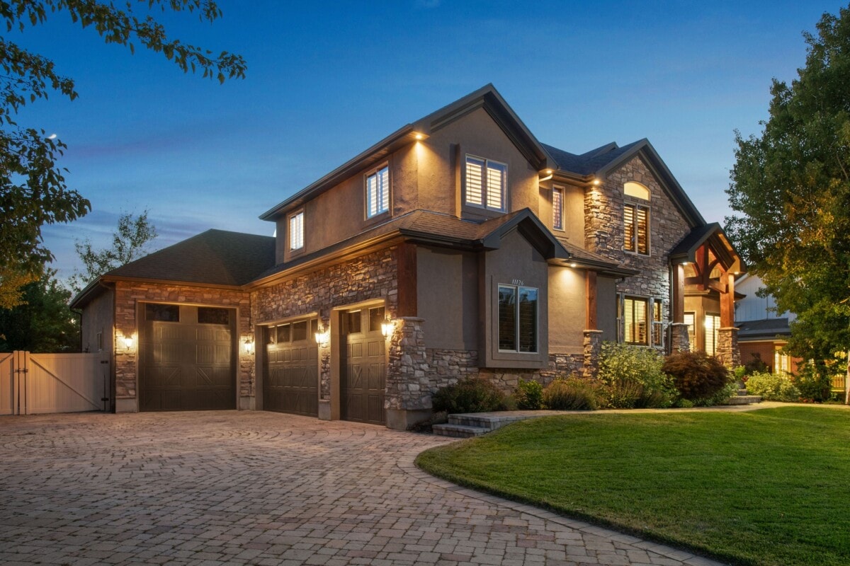 luxury home with stonework