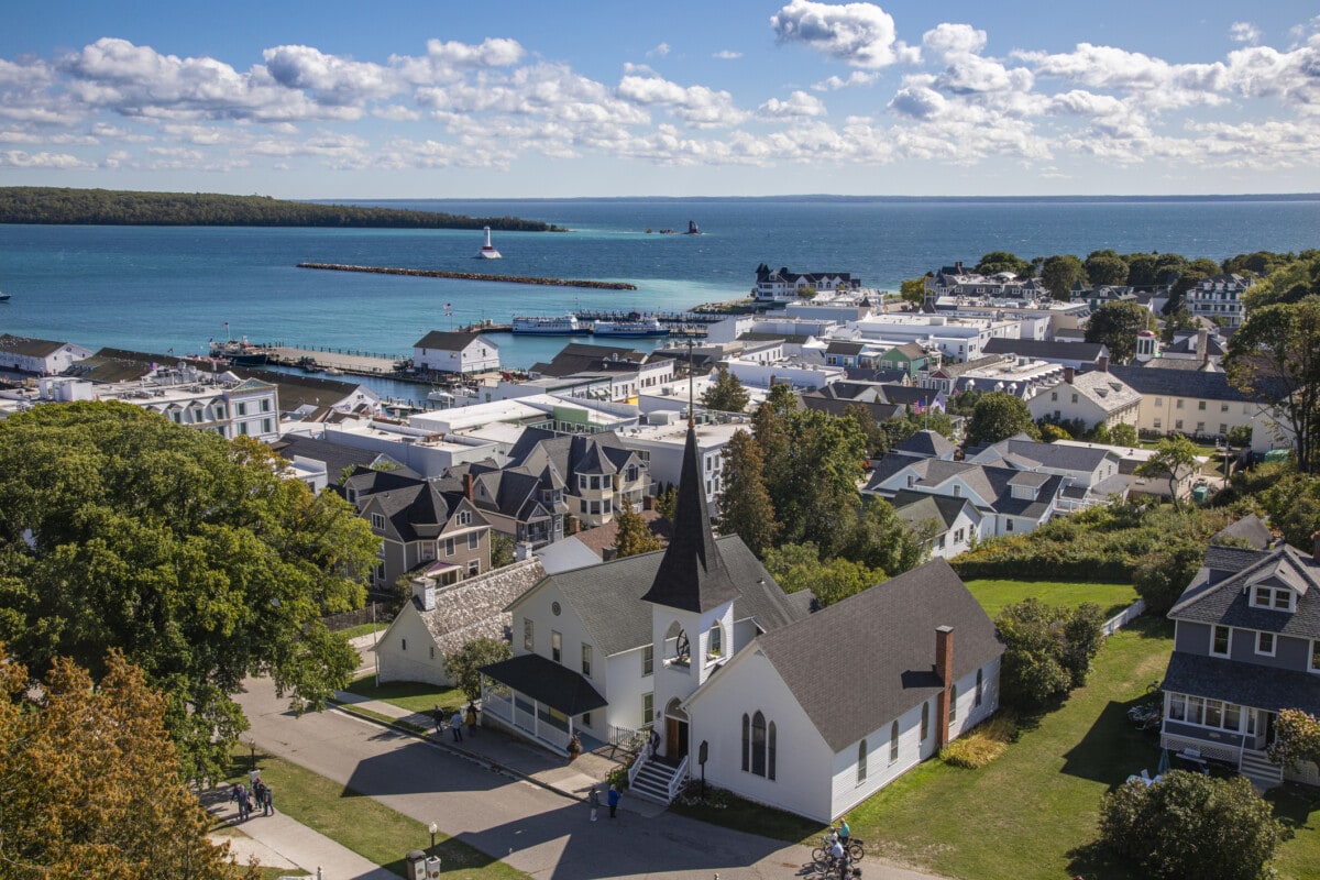 Mackinaw Island Town View in Michigan 