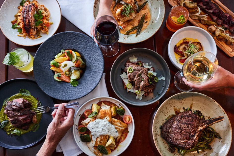 Table of different plated meals