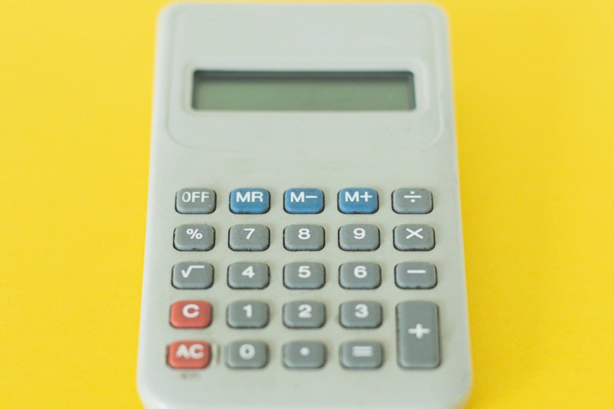 Calculator with yellow background