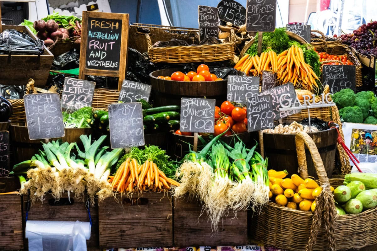 Vegetables for sale at a farmers market