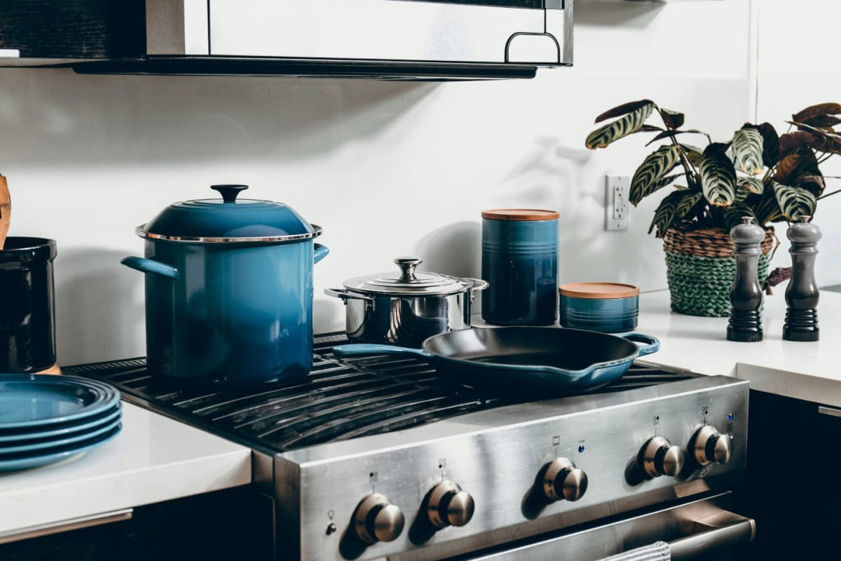 Pots and pans on a stove top