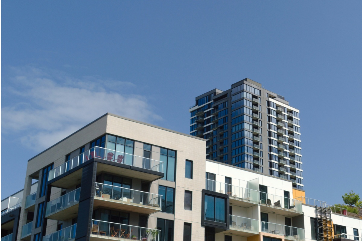 Condos with a sky backdrop