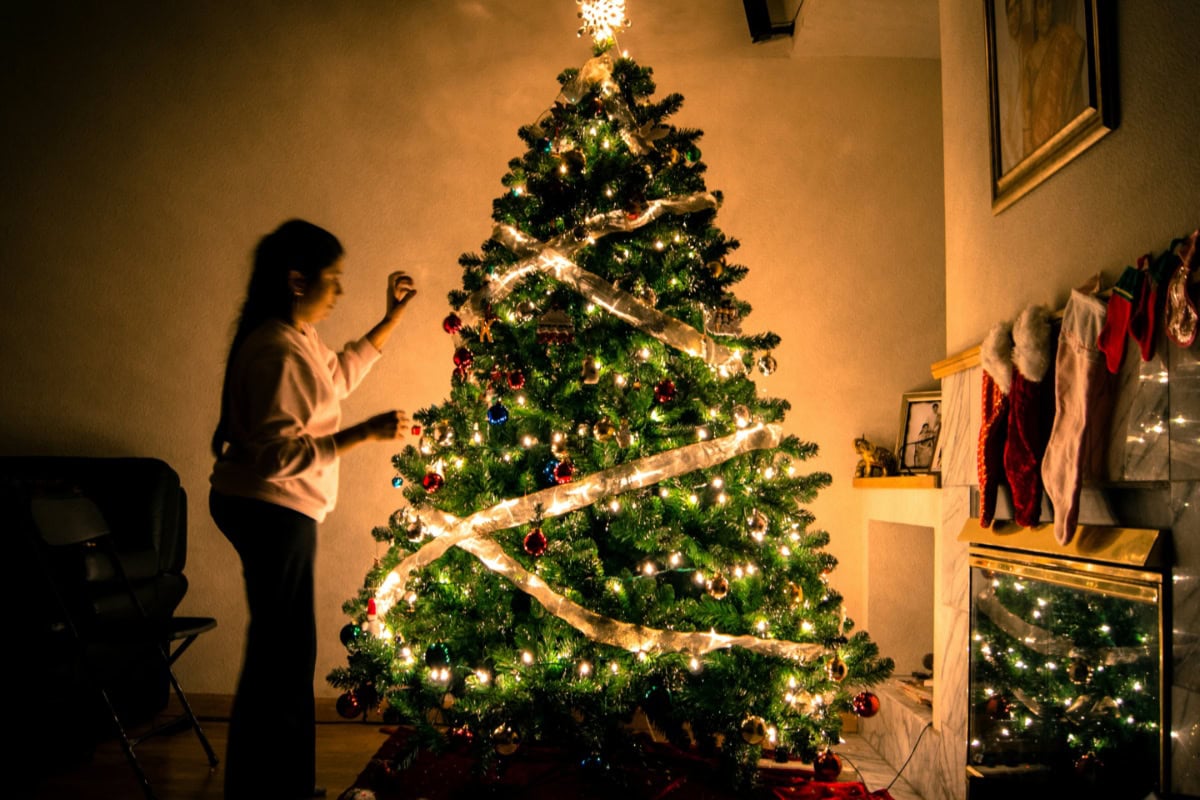 Adorning the christmas tree