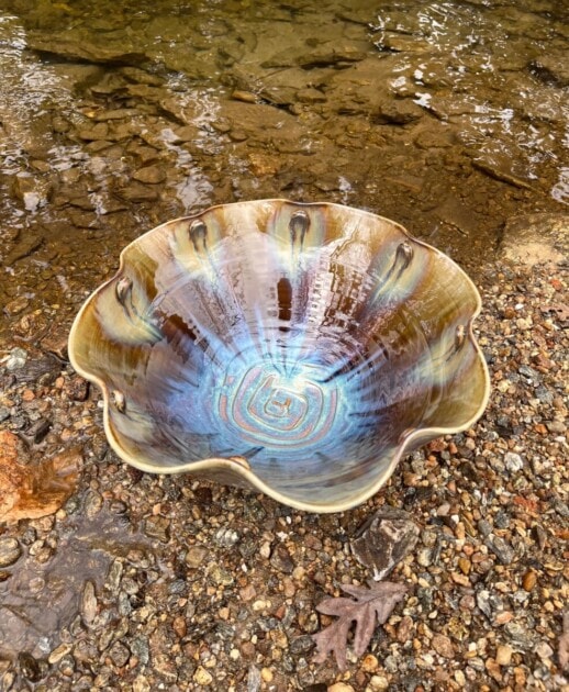 Seas shell inspired pottery bowl