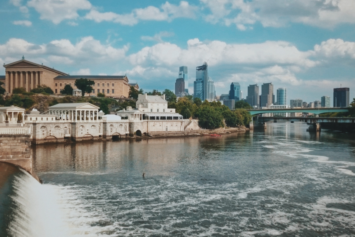 A Museum in the background with water