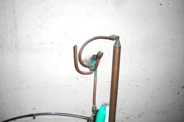 copper split lines that suggest a buried oil tank
