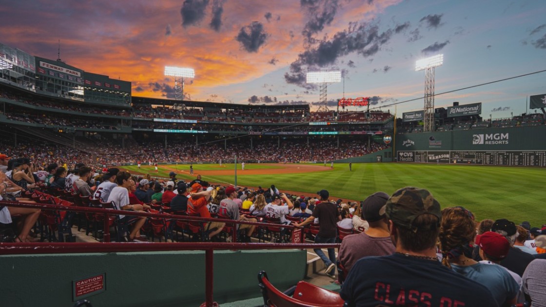 Fenway park at sunset