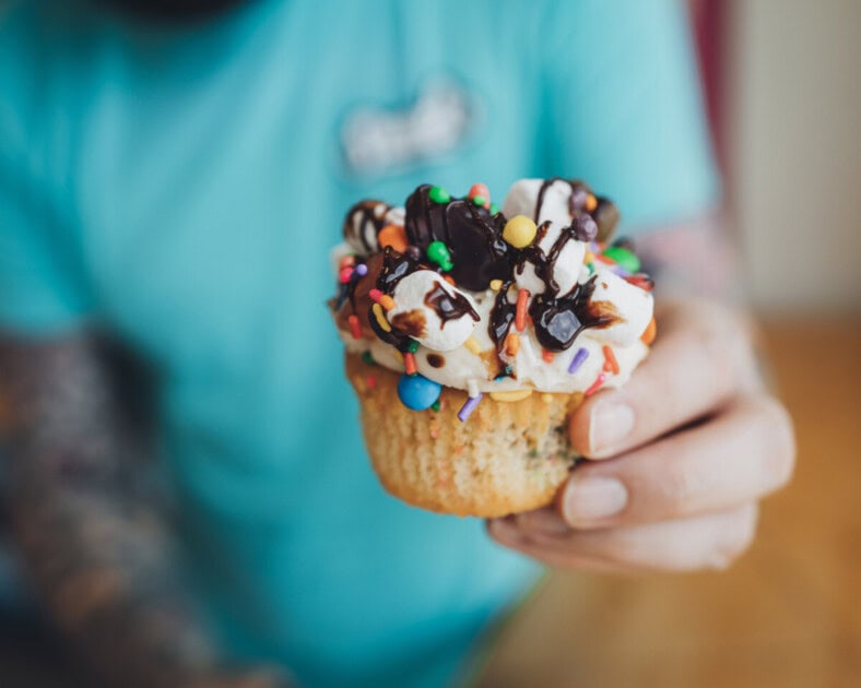 Cupcake in a persons hand