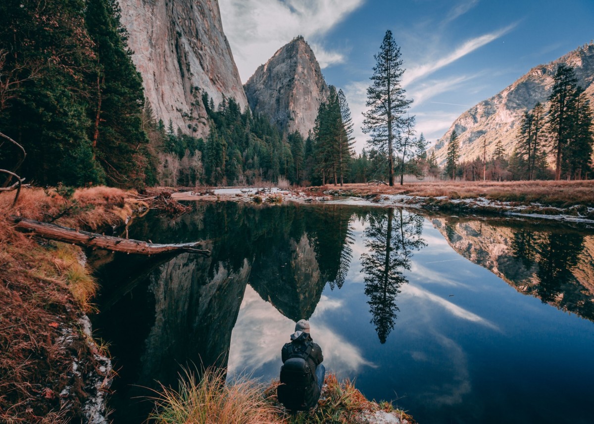 Someone hiking in Yosemite 