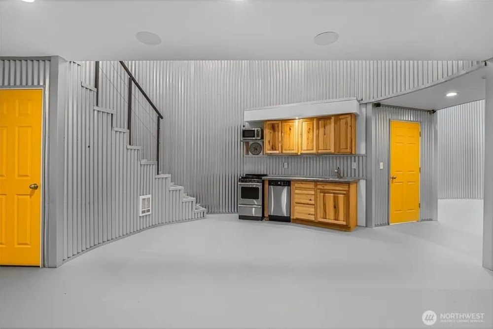 Kitchen in a silo of the 386.1-acre property in Odessa, WA, on sale for $895,000
