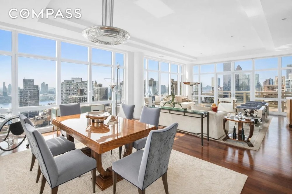 Dining table in a luxury apartment in New York City that was in The Wolf of Wall Street starring Leonardo DiCaprio