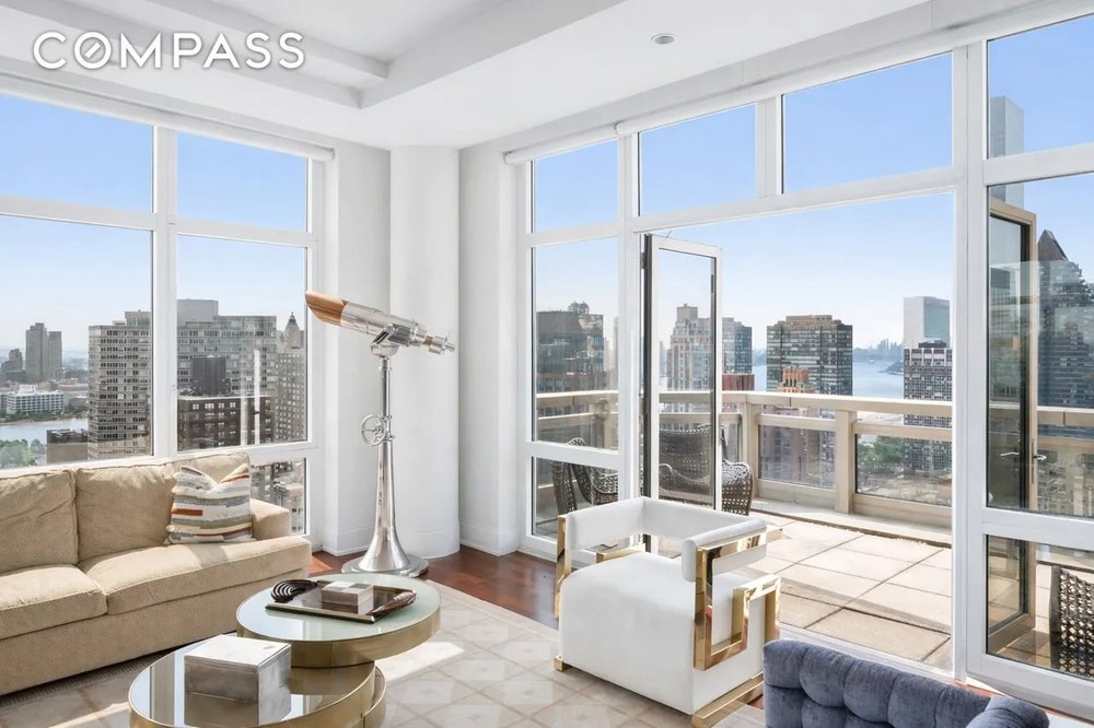 Doors to the balcony in a luxury apartment in New York City that was in The Wolf of Wall Street starring Leonardo DiCaprio