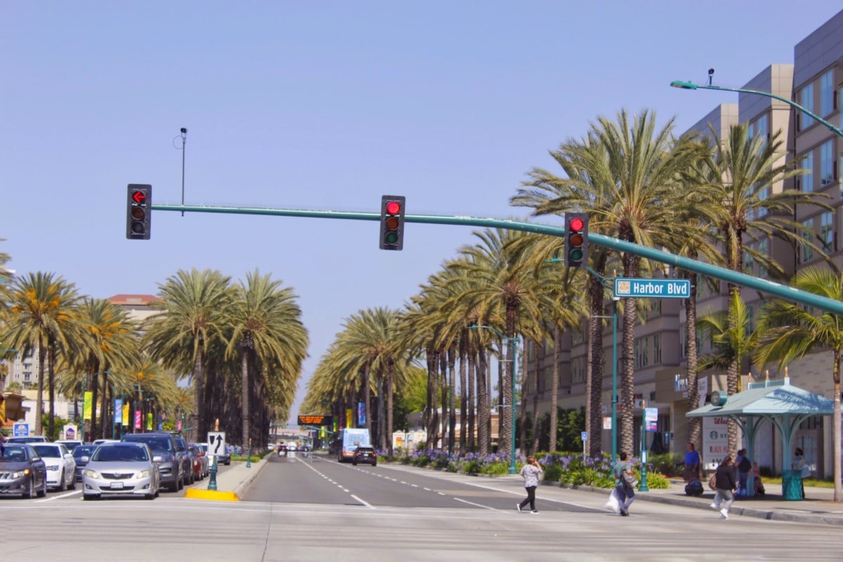 downtown anaheim streets on the way to the suburbs