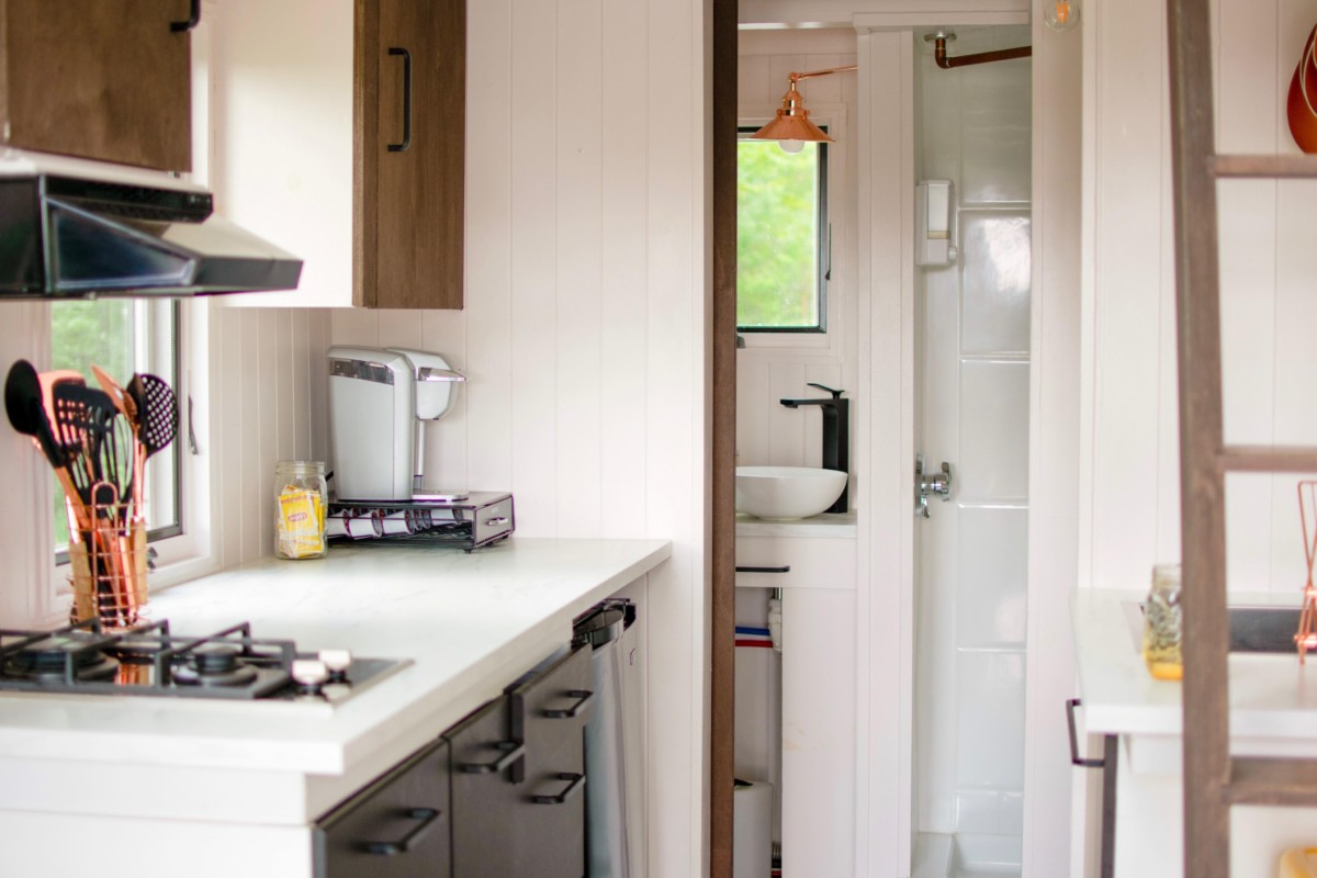 kitchenette in a tiny space with a small burner