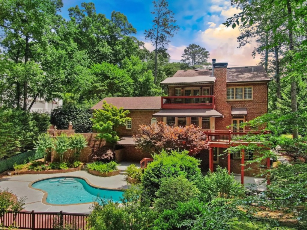 backyard with pool at home in atlanta