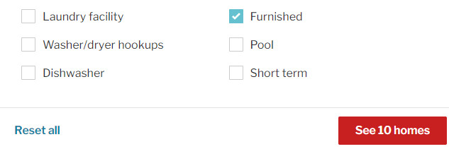 searching for a furnished apartment on redfin