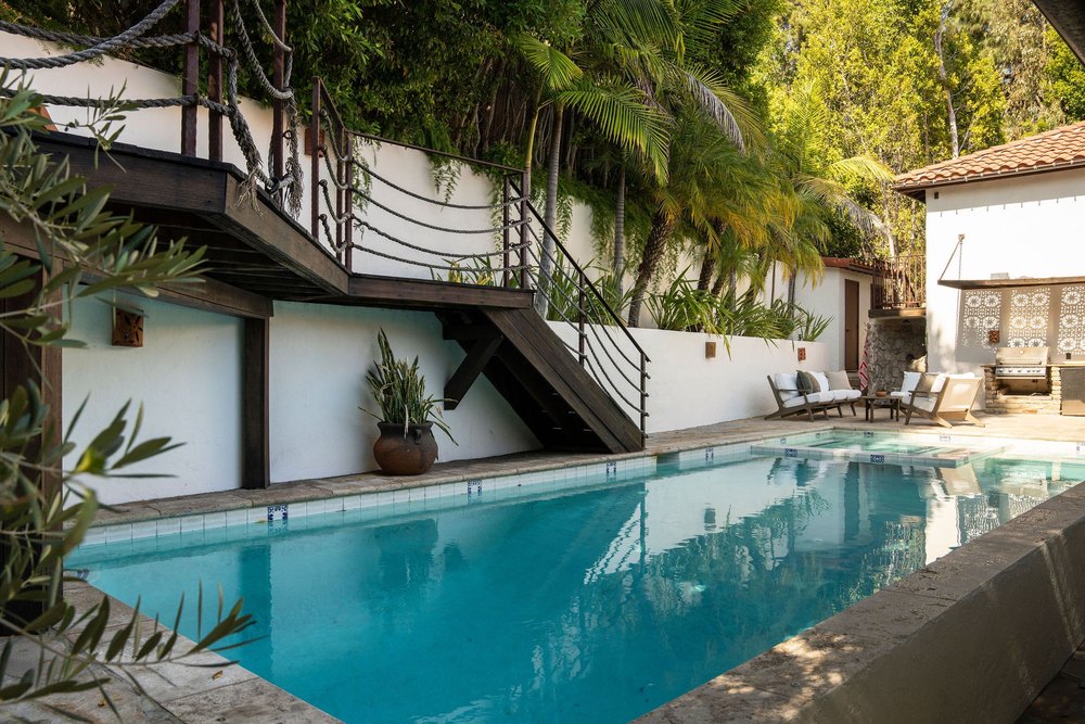 The pool area at actress Malin Akerman home in Los Feliz California