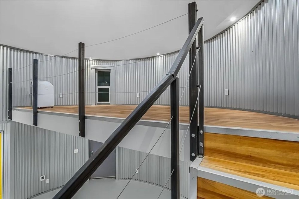 Loft-style sleeping accommodations in a silo of the 386.1-acre property in Odessa, WA, on sale for $895,000