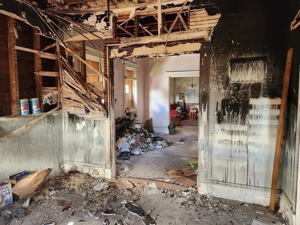 Interior space in a burned house in Dorcester Boston