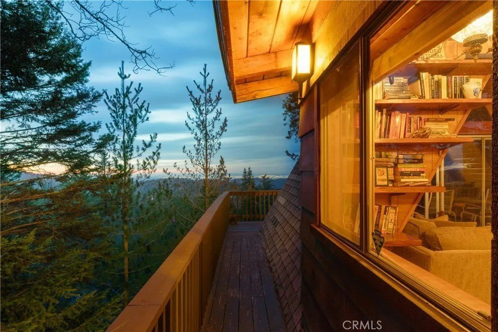 Treetop views from A-frame in Crestline, CA, on sale for $669,000