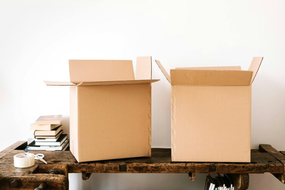 packing boxes on counter