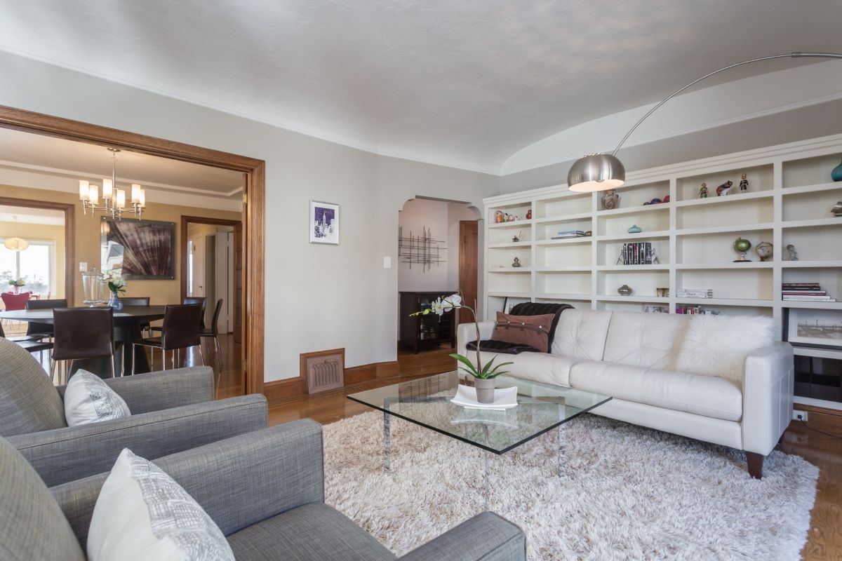 grey and white couches in a living room