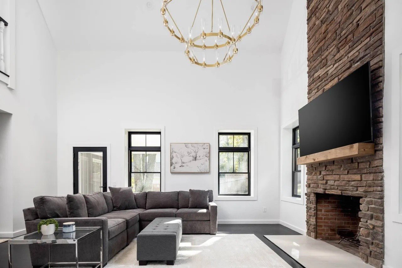 Photo of living room in North Fork house for sale