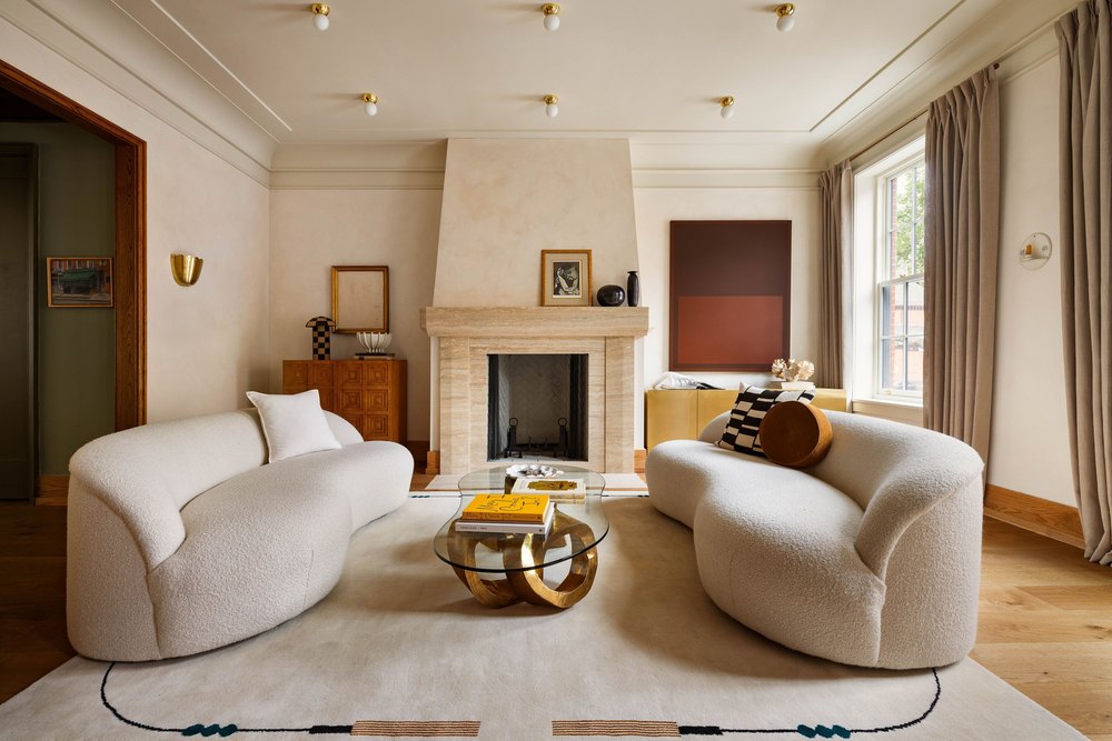 Living room at ECKSTROM townhouse in Brooklyn, NY, on sale for $14,250,000