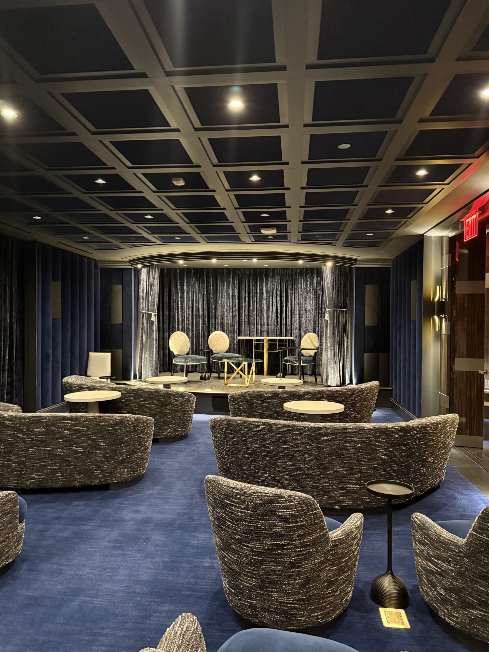 Stage and theater room at The Waldorf Towers