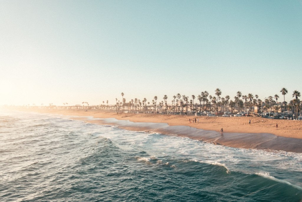 california beach at sunset