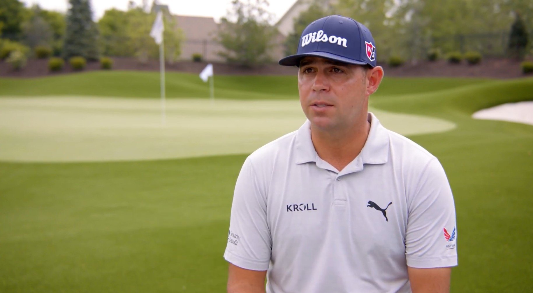Golfer Gary Woodland trains at his private golf facility at his Kansas home